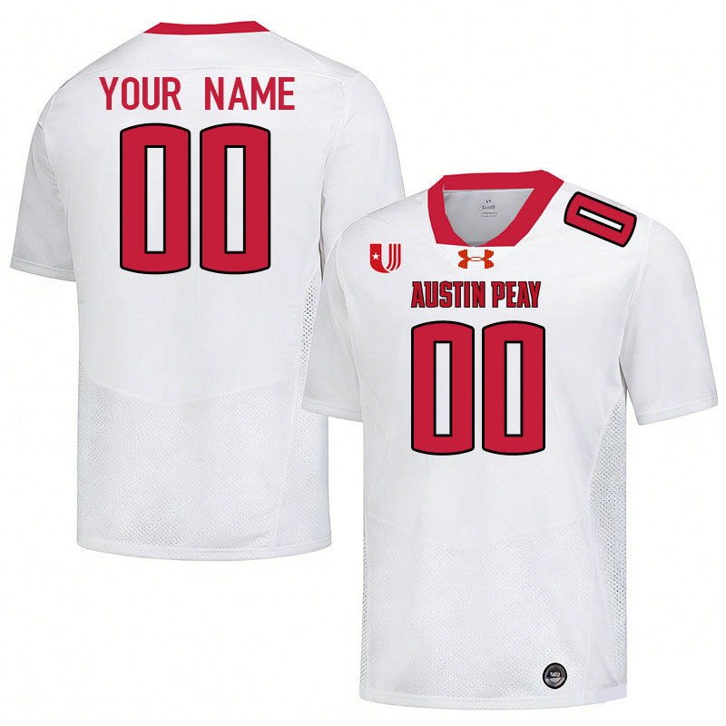 Custom Austin Peay Governors Name And Number Football Jerseys-White